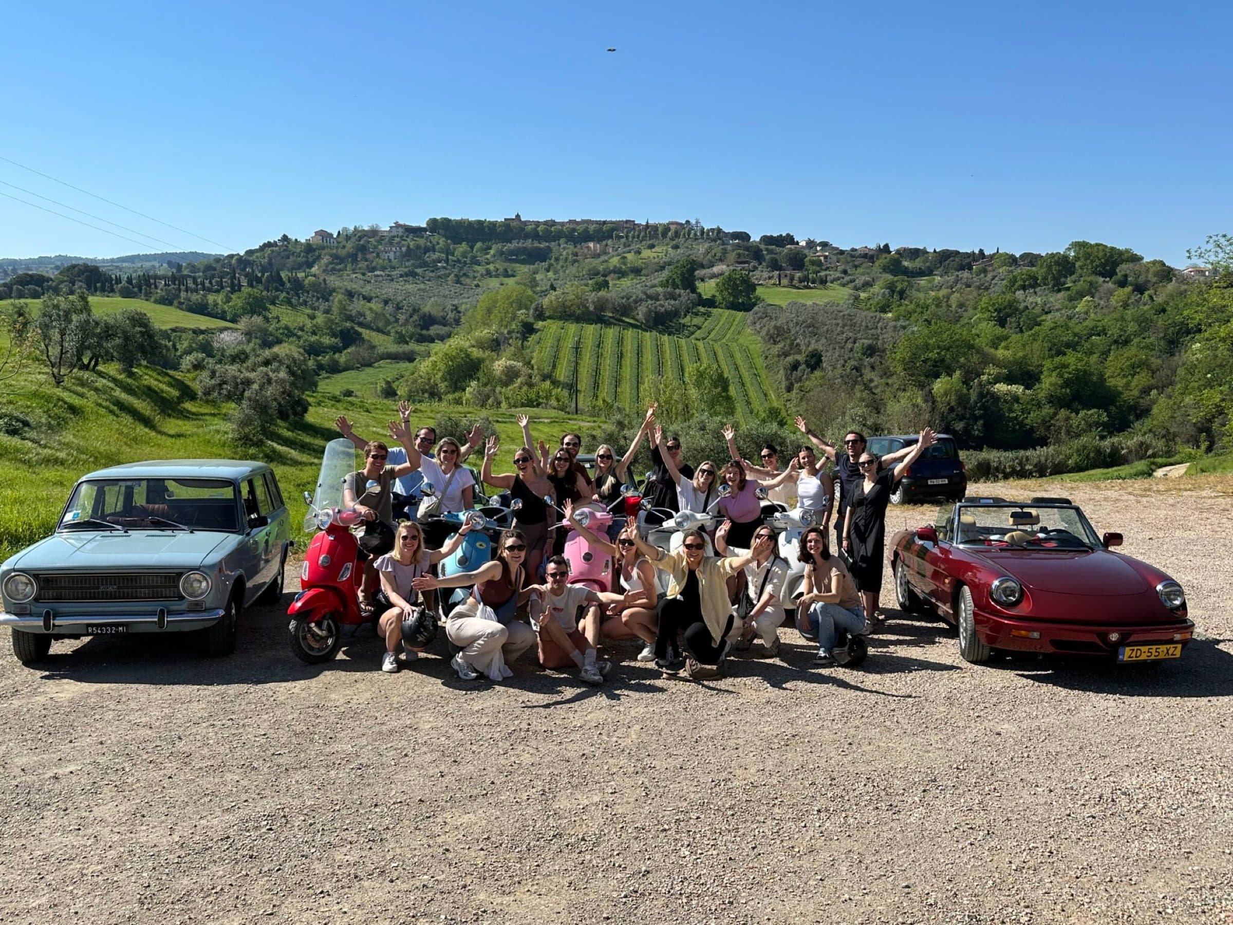 Groepsfoto van het Work-on team in Italië